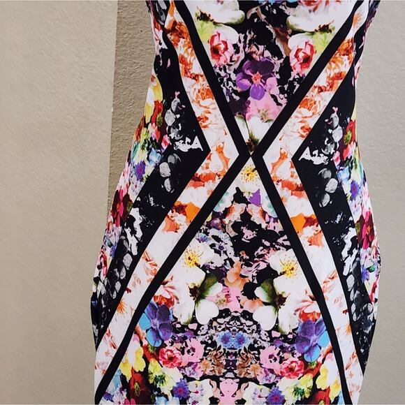 BOSTON PROPER floral mesh midi‎ bodycon dress size 4 small - Picture 5 of 8